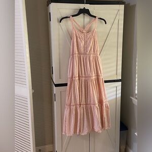 Easel Light Pink Lace Detail Sun Dress 100% cotton